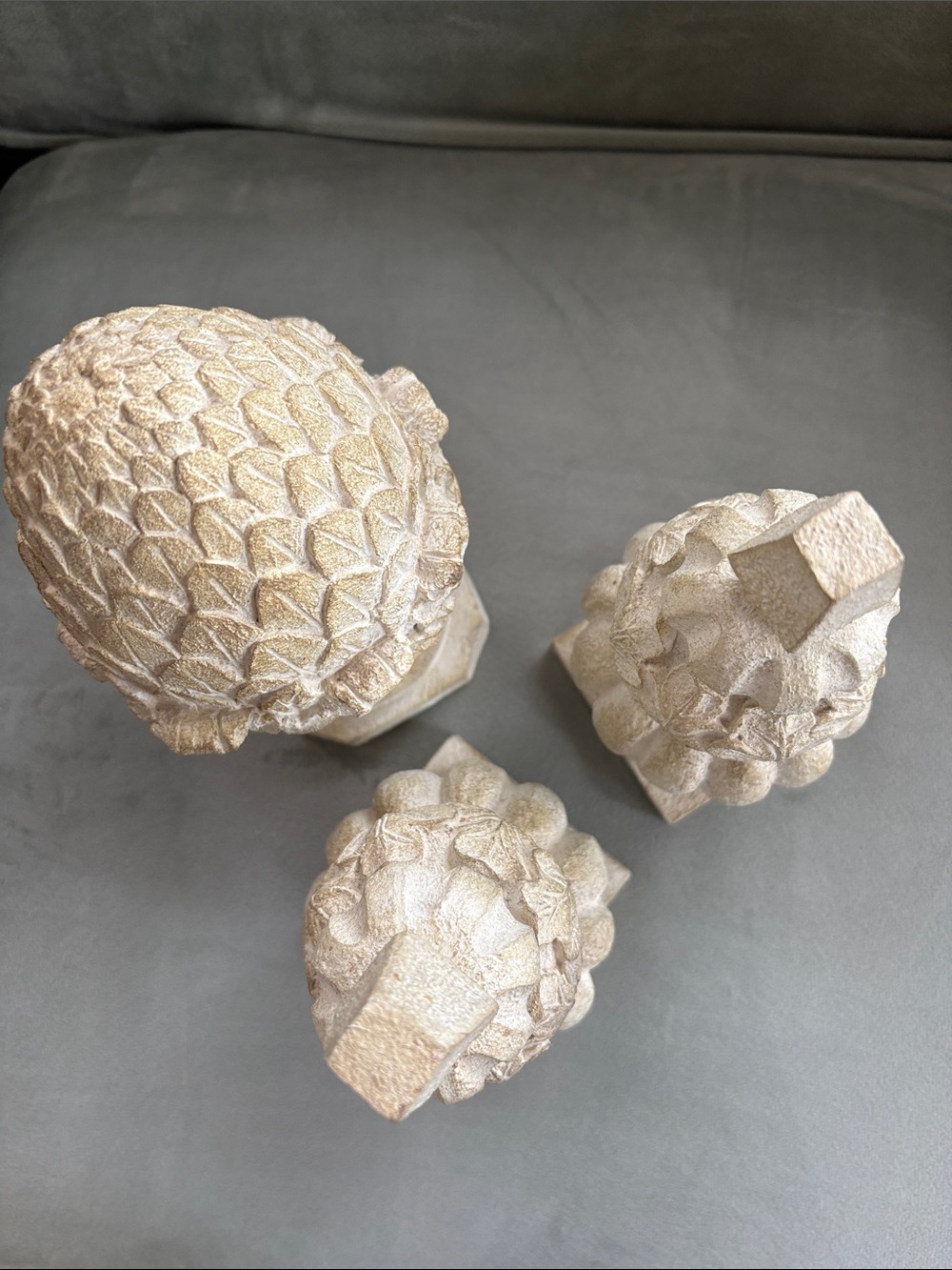 TRIO Resin Artichoke & Spires Finials French Country Farmhouse Cottagecore - Picture 14 of 16